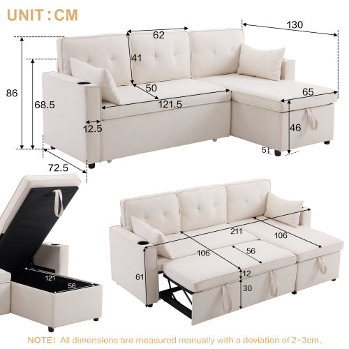 Chaise Longue Sofa, Beige