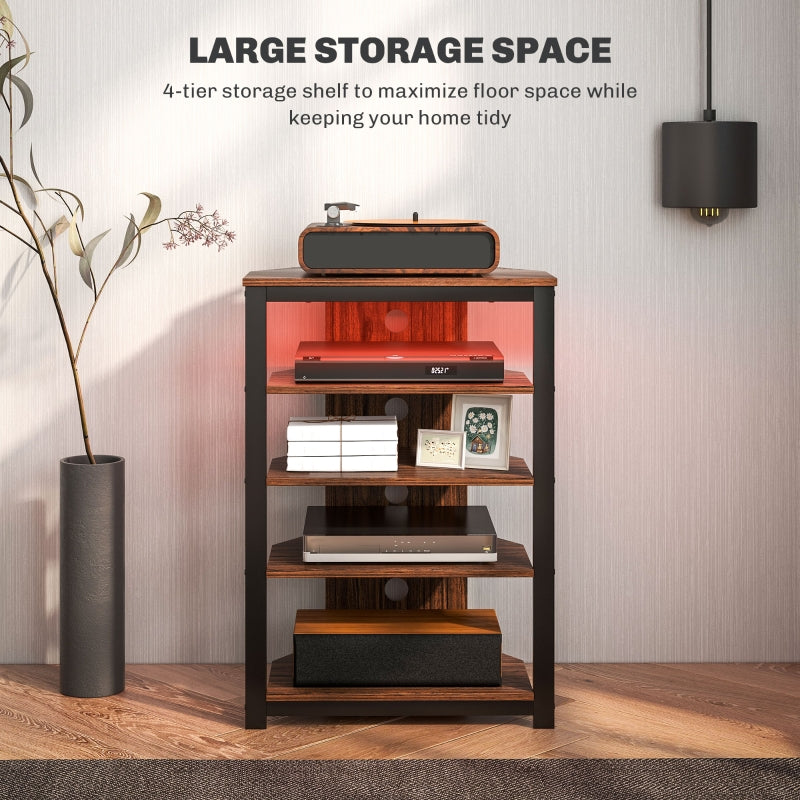 4-Tier Corner TV Stand with Storage, LED Lights, Cable Management, Small TV Unit Entertainment Centre for TVs up to 29"