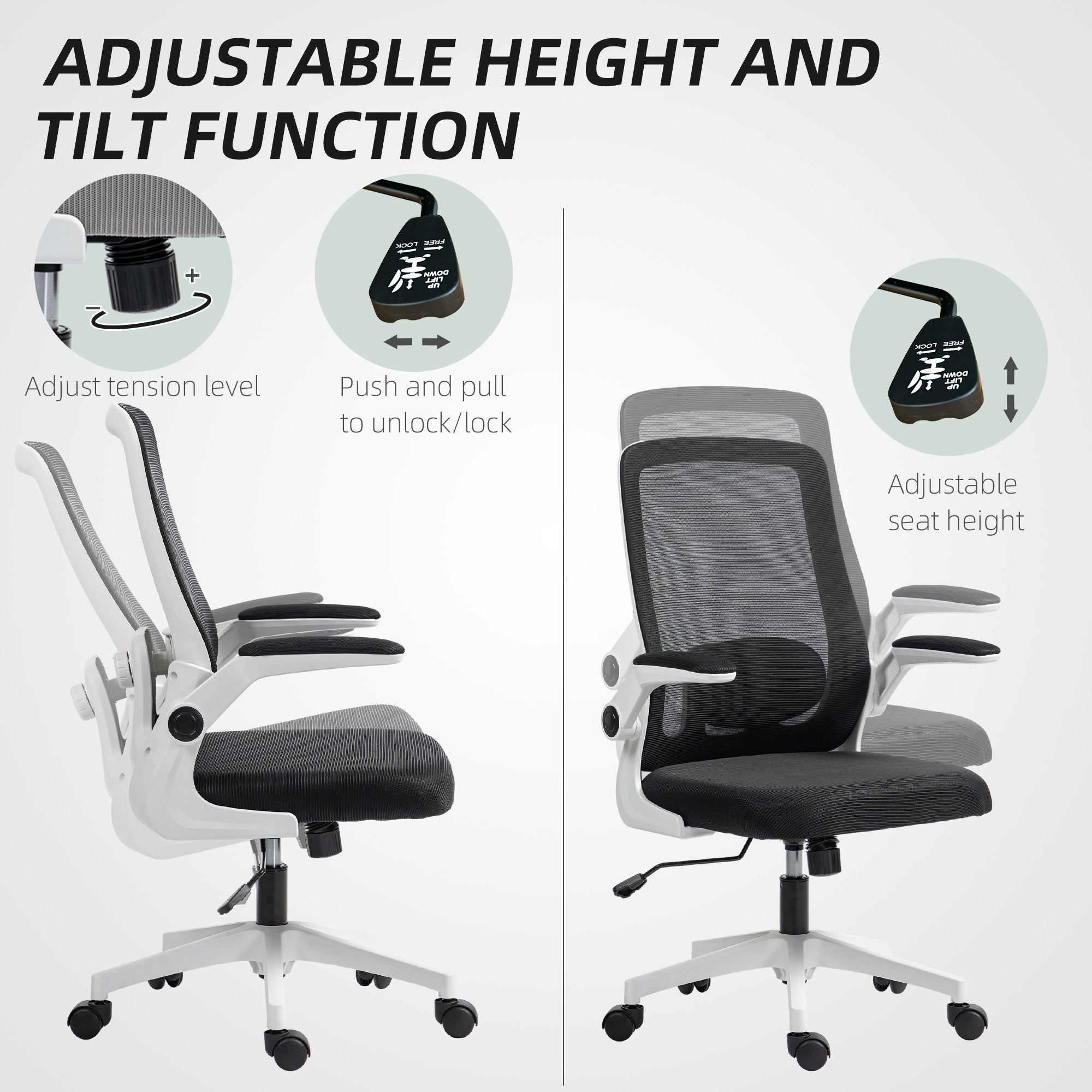 Mesh Back Office Chair, Adjustable Swivel, Black