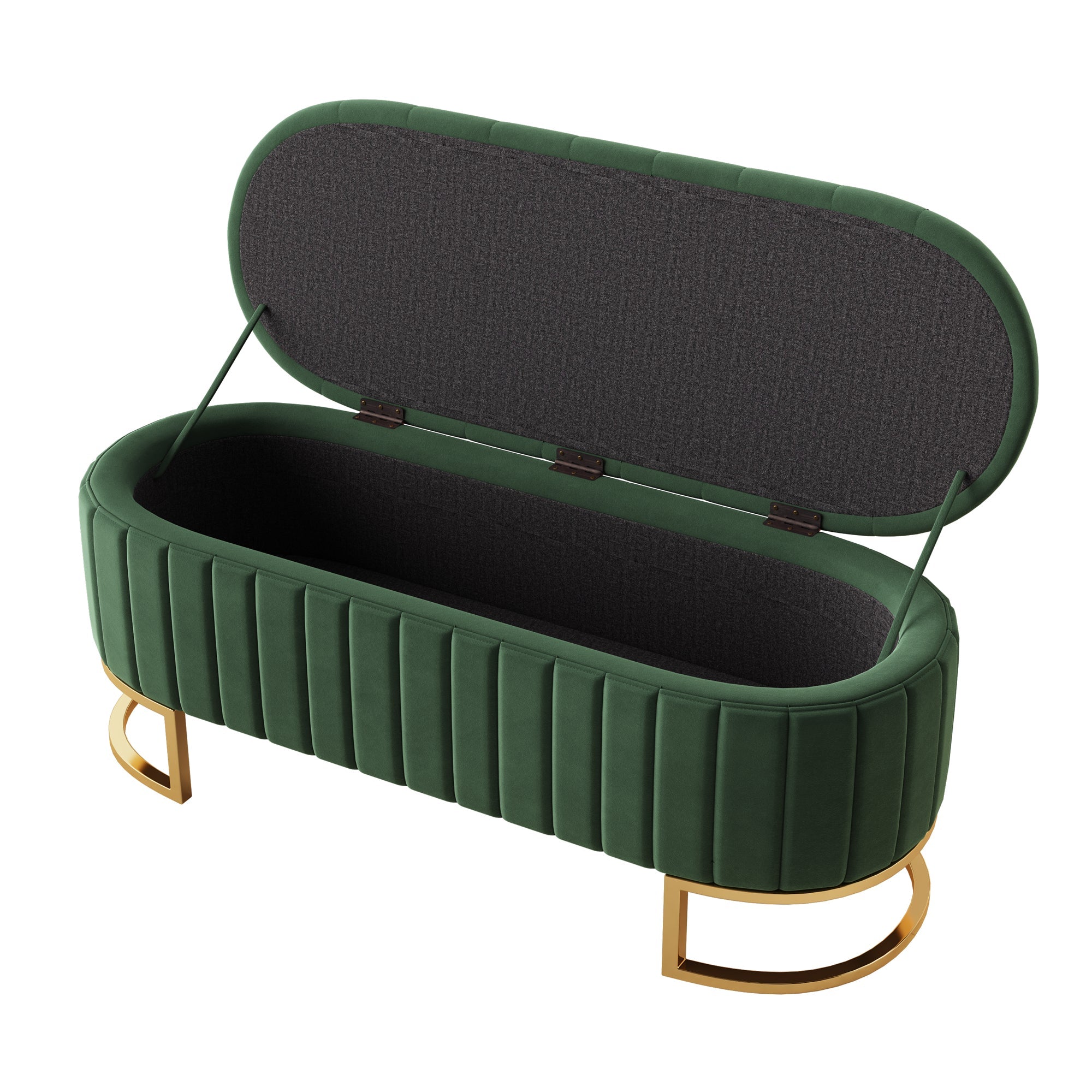 Storage Bench and Footstool with Storage Space, 120 x 40 cm, Green Velvet