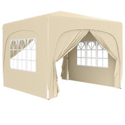 Pavilion 3x3m Pop-up Folding Tent UV 50+ with 4 Side Panels & Bag, Sand