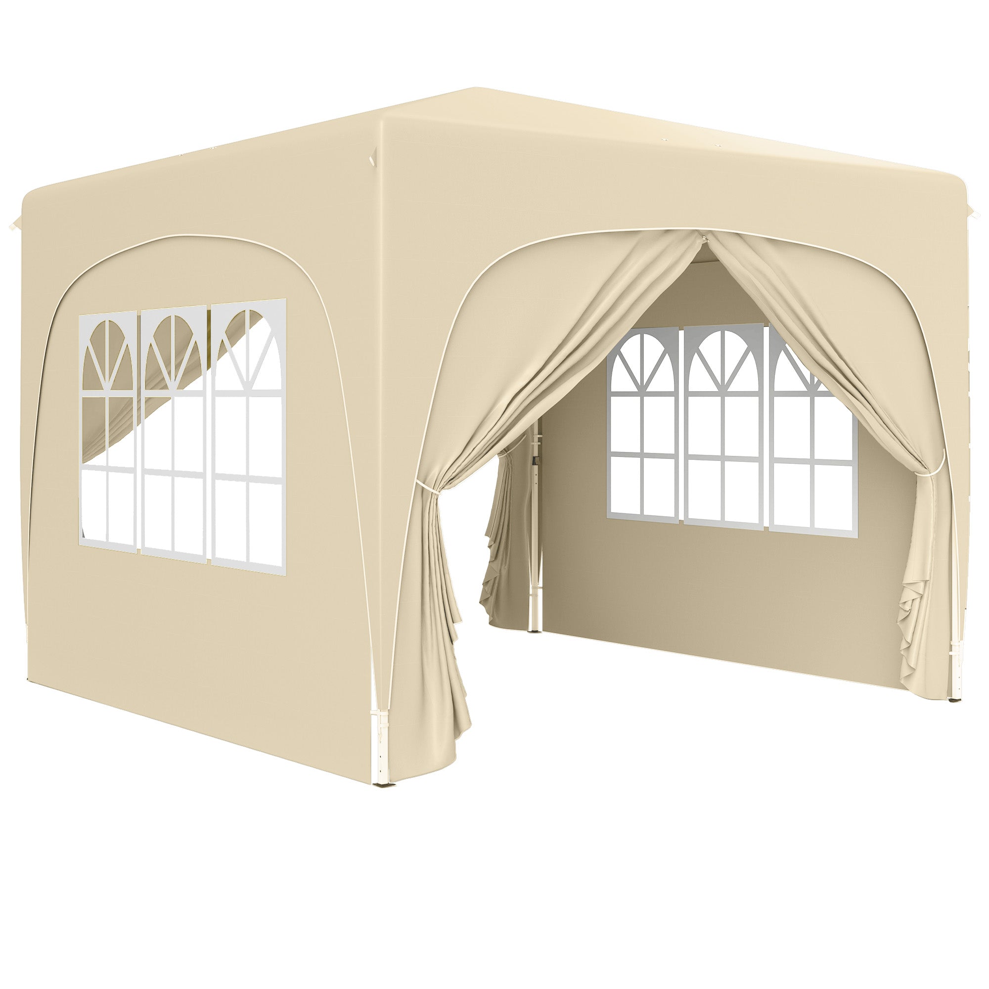 Pavilion 3x3m Pop-up Folding Tent UV 50+ with 4 Side Panels & Bag, Sand