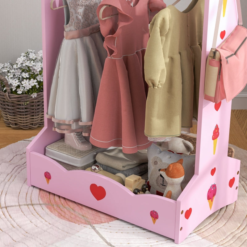 Kids Clothes Rail, Two Shelves for 3-8 Years, Pink