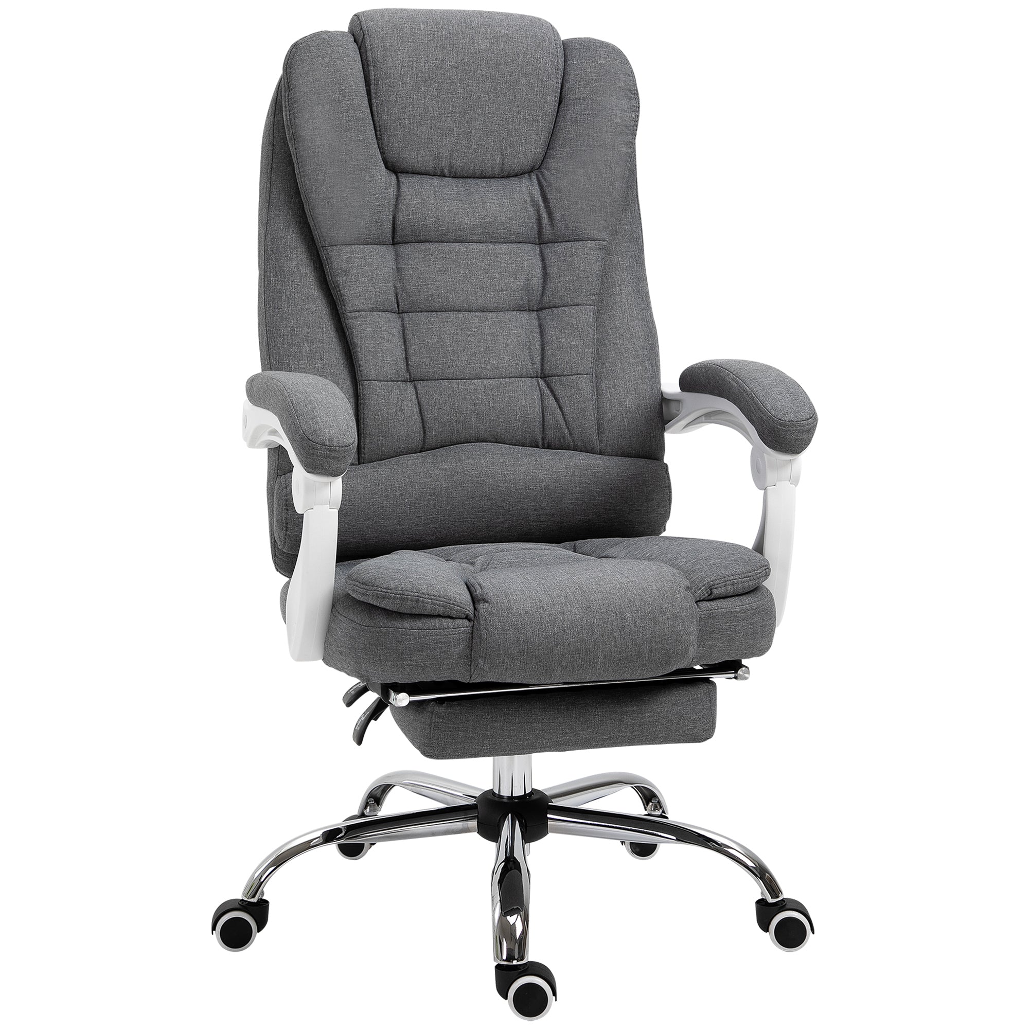 Vinsetto Office Chair Ergonomic Desk Chair, Foldable Footrest, Grey Metal