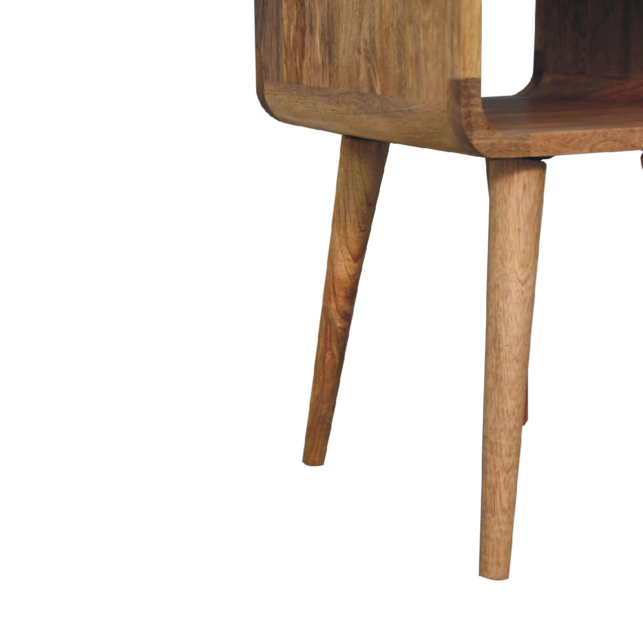 Solid Wood Mini Oak-ish Curve Lower Bedside, 1 Drawer and Open Slot, Brown