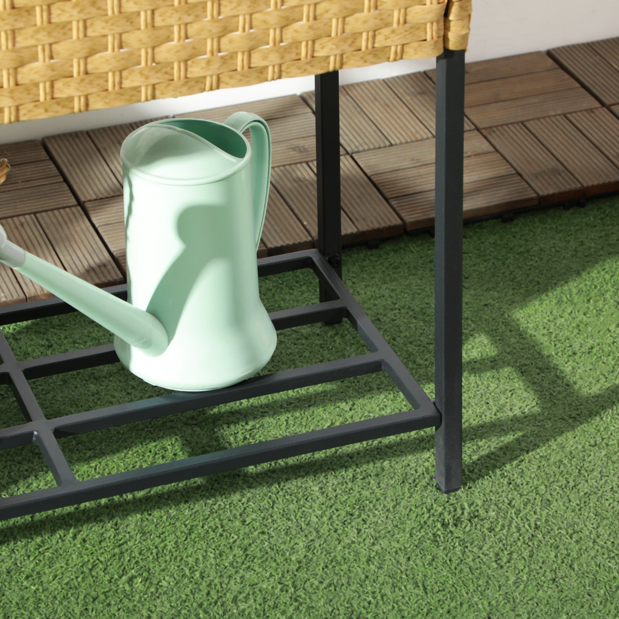 Hochbeet Blumenkasten, mit Füßen & Ablage, 70x30x72 cm, Polyrattan, Sandfarben