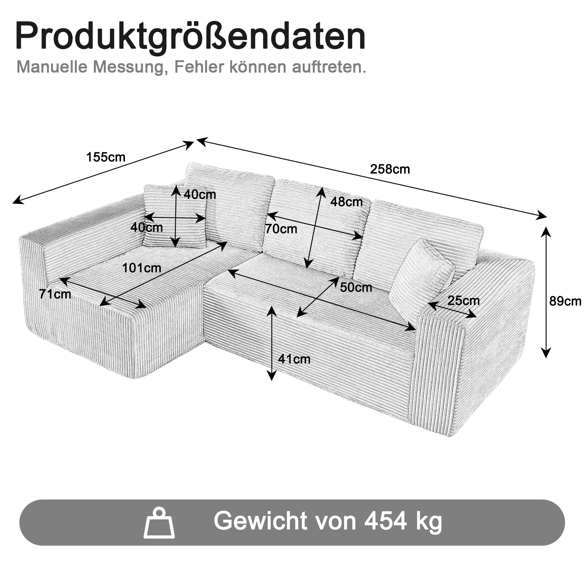 Modern Modular L-Shaped Cloud Sofa with Chaise Lounge and No Assembly, Soft Fabric Material