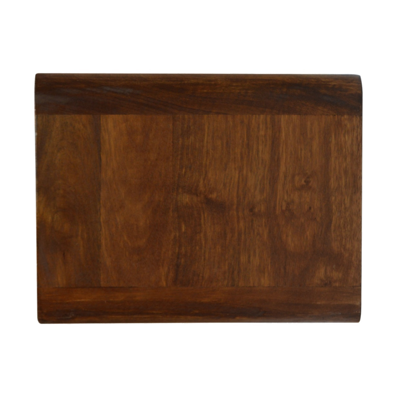 Solid Wood Bedside, Floating Curved 2 Drawers, Dark Brown