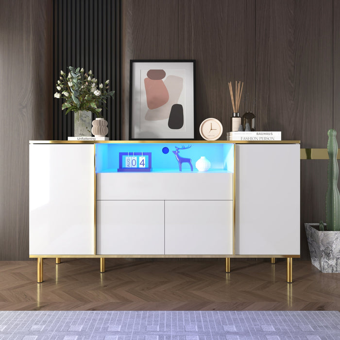 Sideboard, Chest of Drawers with 1 Drawer, High-Gloss White