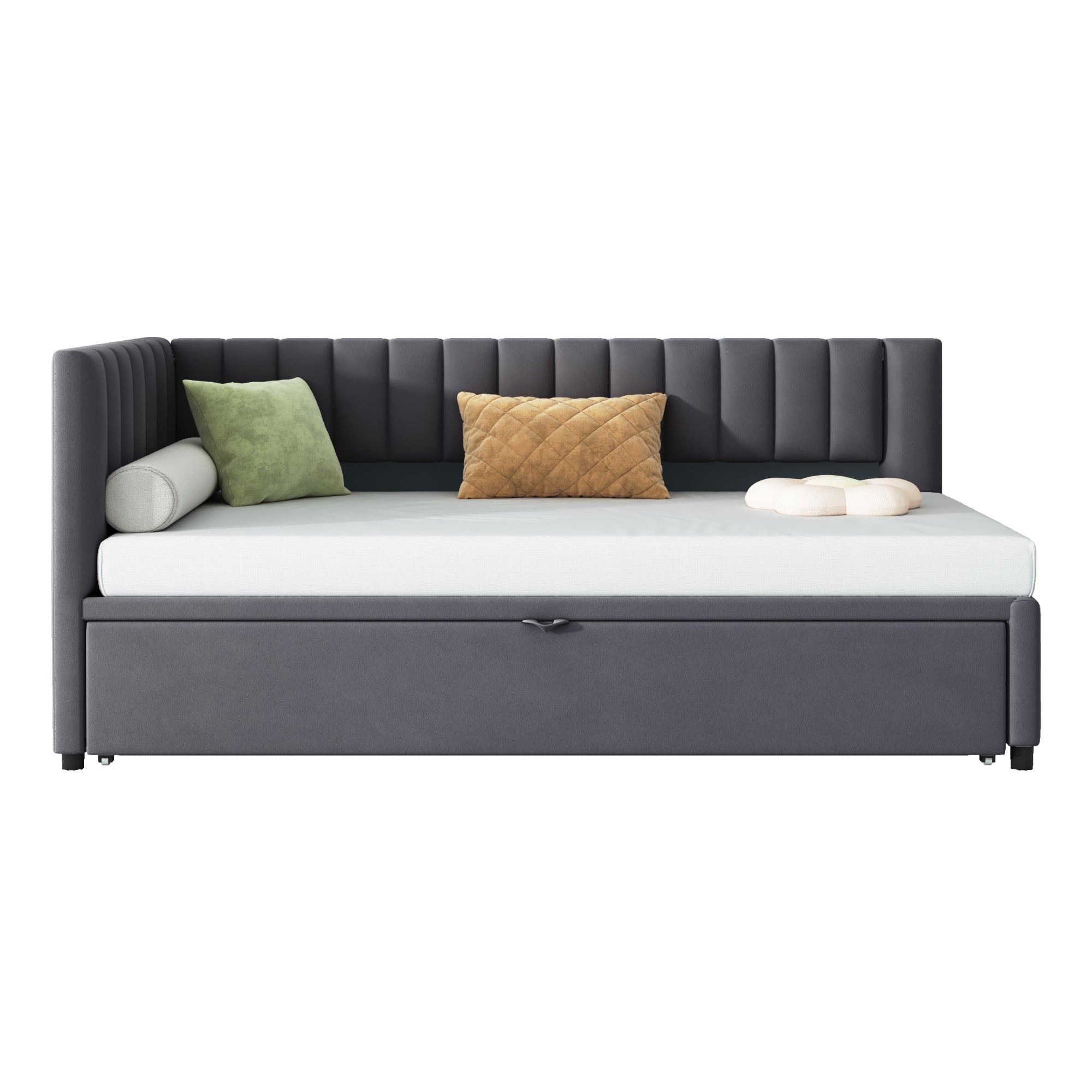 Upholstered Bed 140x200cm Hydraulic Storage USB-C LED Headboard Beige