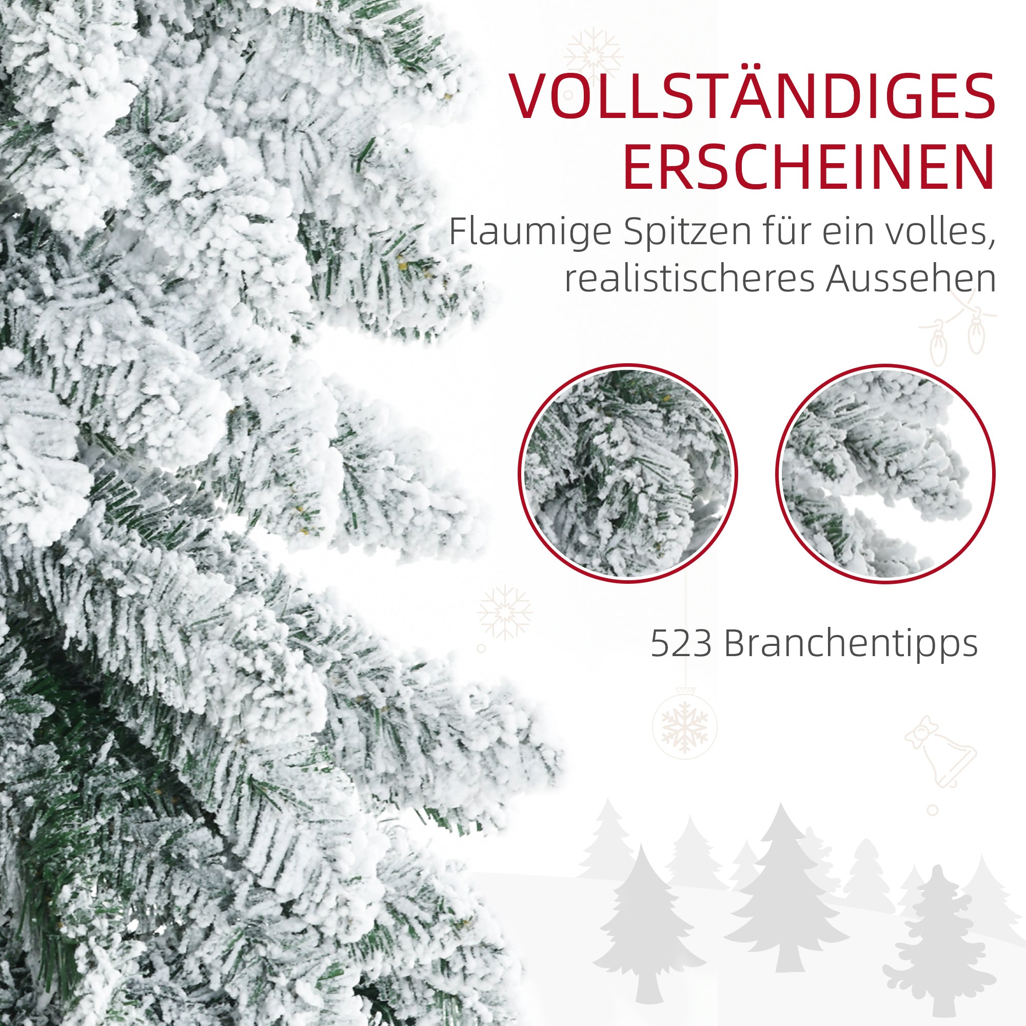 Artificial Christmas Tree with Snow and Stand, 180 cm, Green