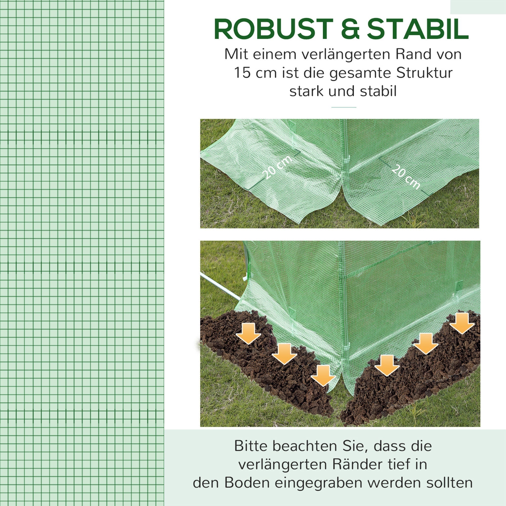 Replacement Cover for Garden Greenhouse Tunnel 9 m², 3x3x2m, PE Anti-UV Waterproof, Green
