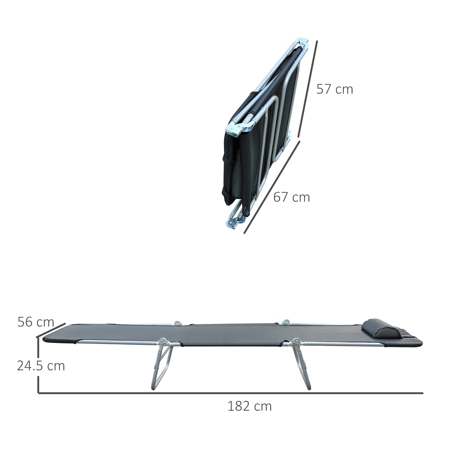 Sun Lounger Relax Lounger 2-Legged Foldable for Garden Black