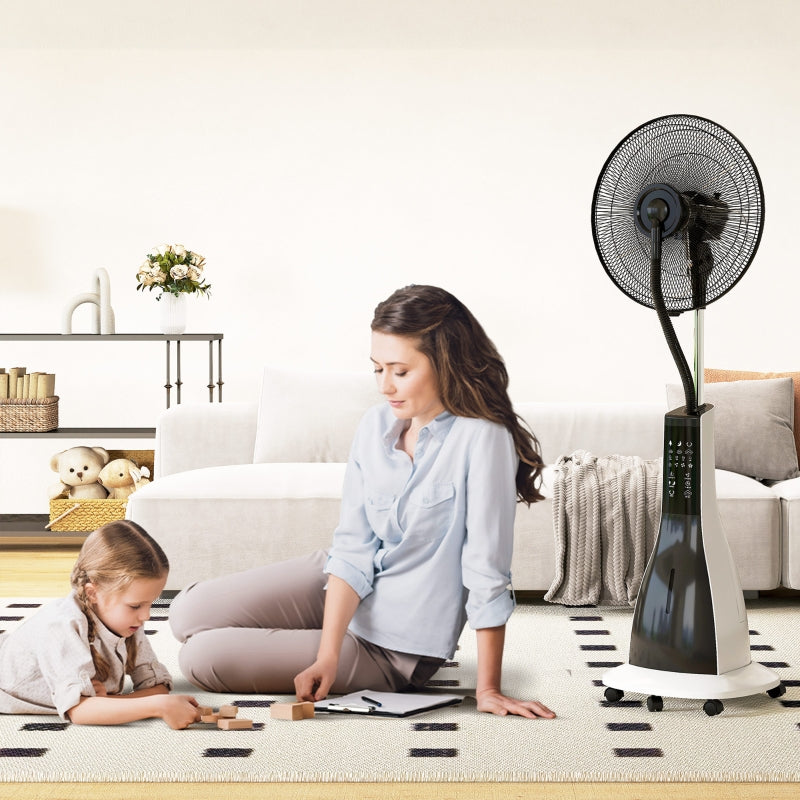 Water-Cooled Pedestal Fan, Misting, Remote, 3 Speed, 3L Tank, 90W, 125cm with Wheels