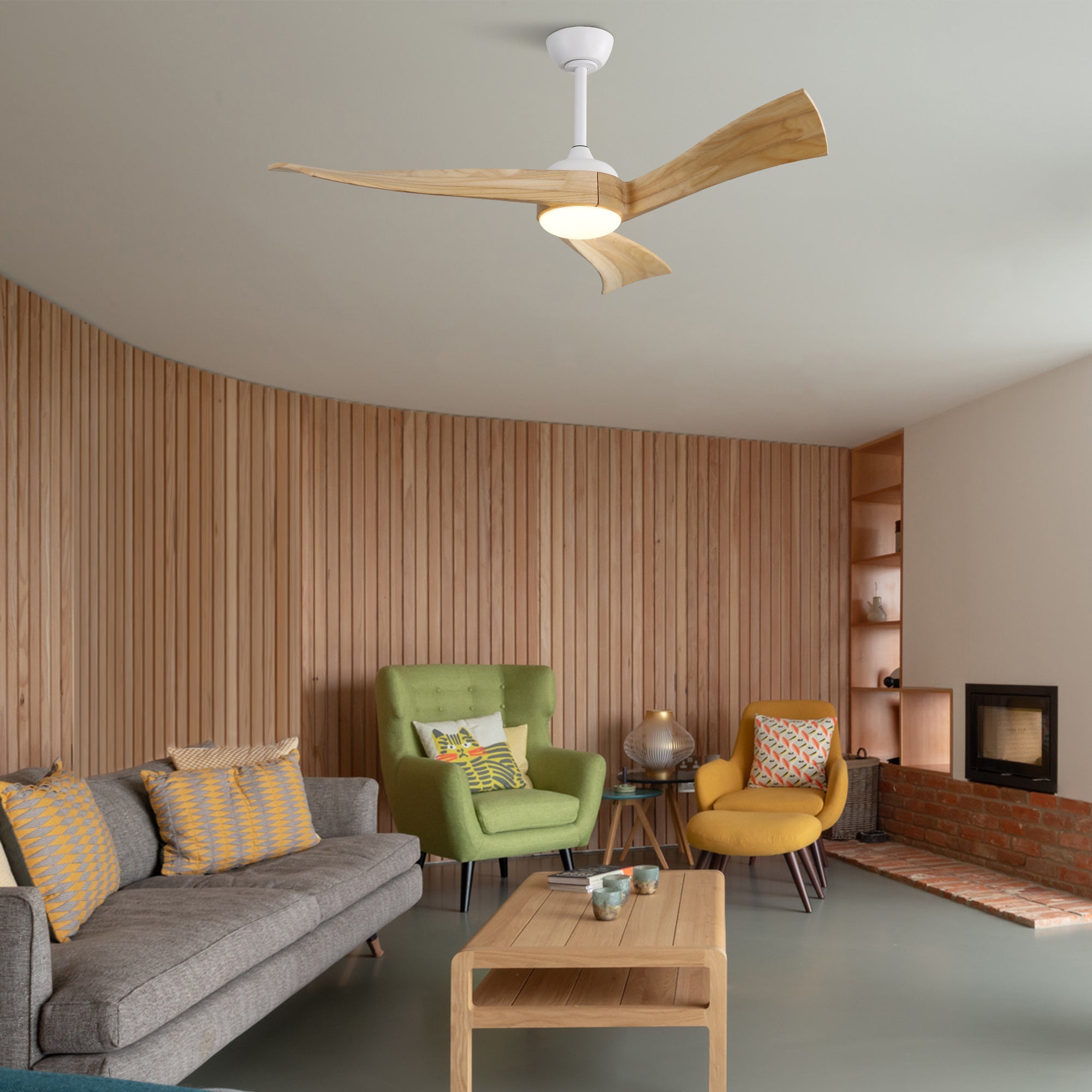 Minimalist Ceiling Fan 52-inch, Light, 6-Speed, DC Motor, Remote Control, Solid Wood