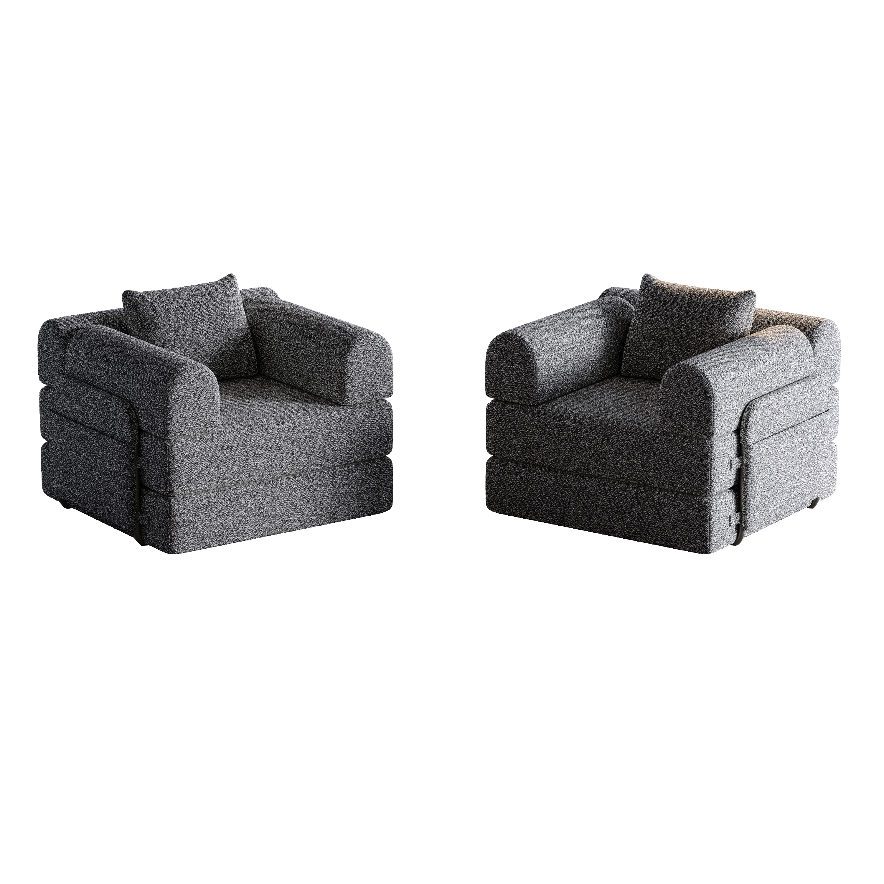 Chenille 2-in-1 Sleeper Sofa with Armrest Storage and Metal Frame, Multiple Configurations, Gray Chenille