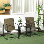 Balcony Chairs, Set of 2, Armrests, Breathable, Metal, Brown