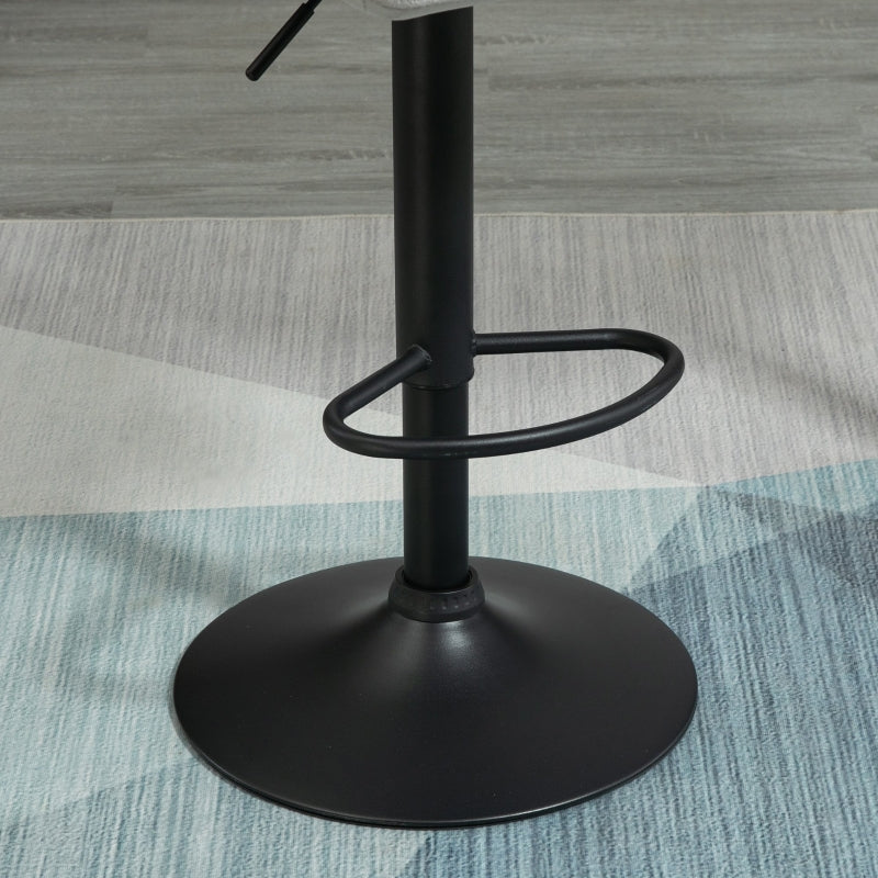 Adjustable Bar Stools Set of 2, Swivel Upholstered with Back and Footrest, Light Grey