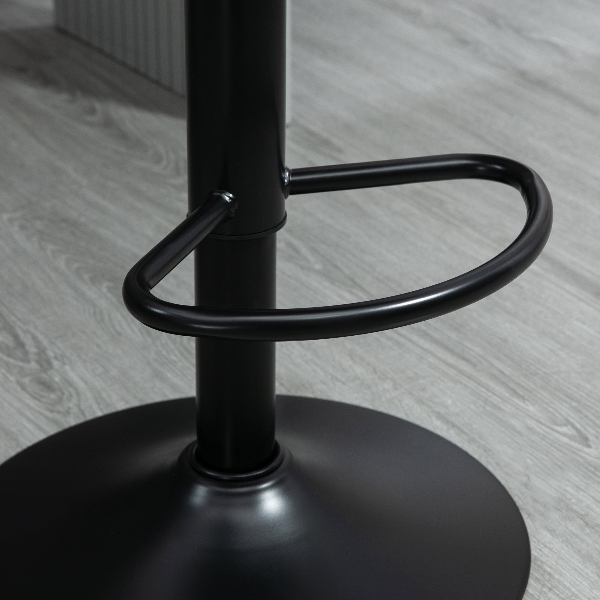 Bar Stools Set of 2, Height-Adjustable Foot Ring, Faux Leather Brown/Steel