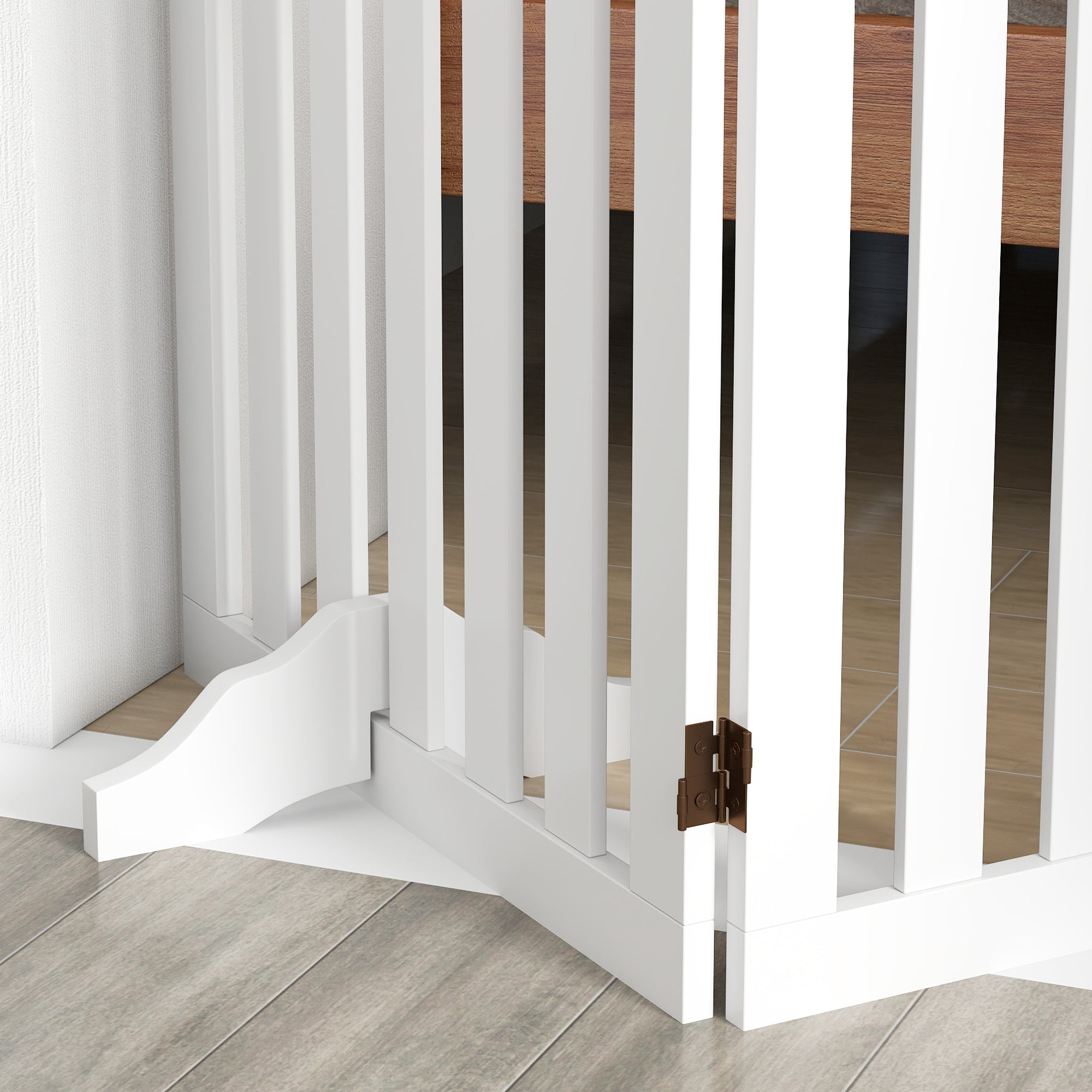 Dog Gate 3-Piece Set Foldable Freestanding 155x61cm, White
