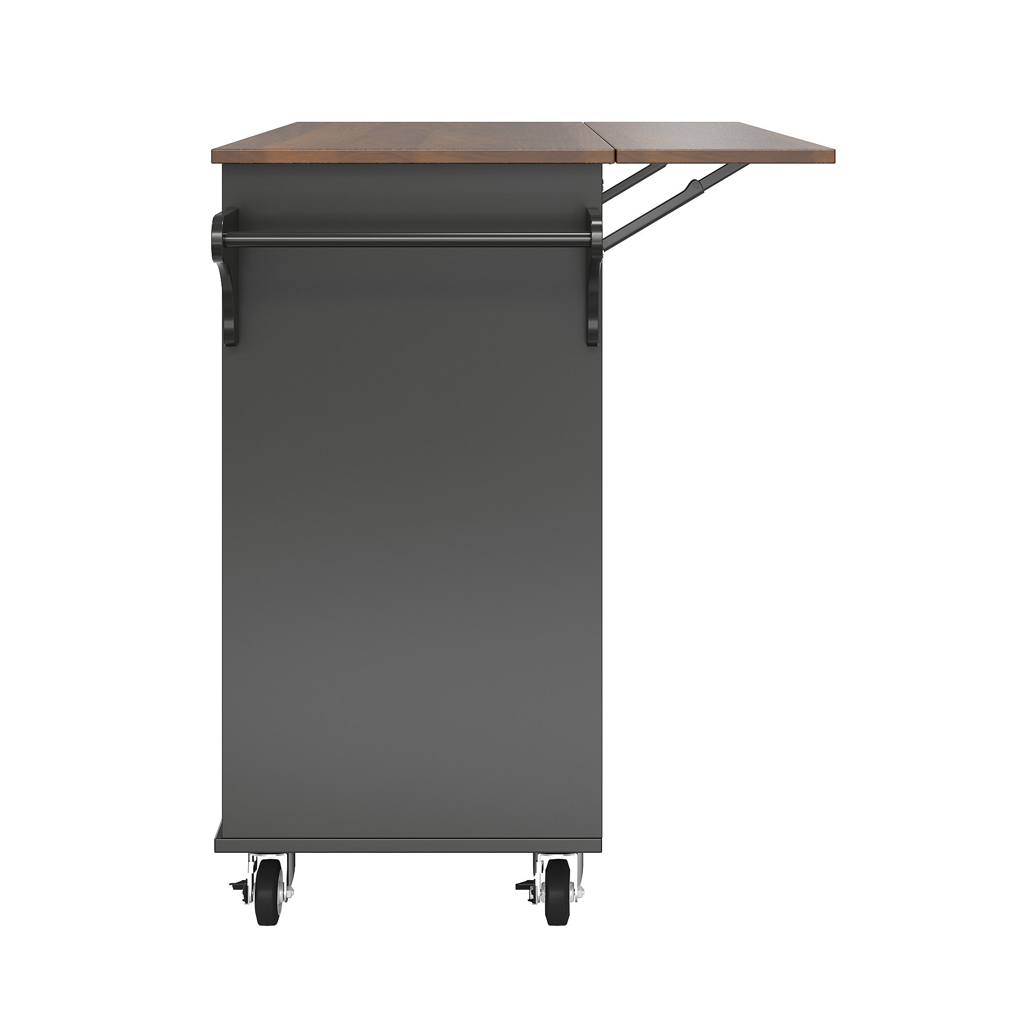 Kitchen Trolley Mobile Storage Striped Doors Towel/Spice Rack - Black