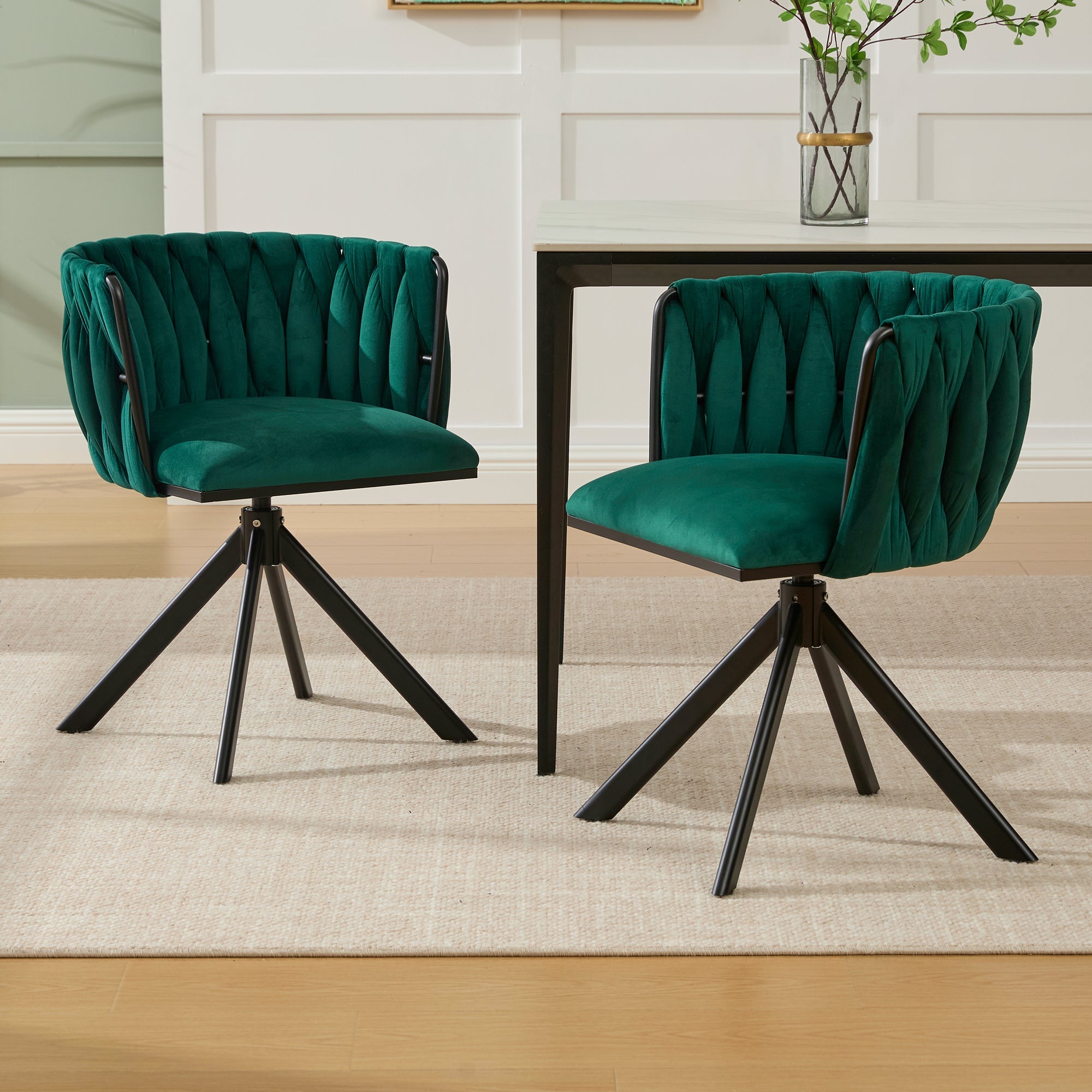 Velour Armchair, Heavy-Duty Metal Frame, 180° Swivel, Ergonomic, Velvety