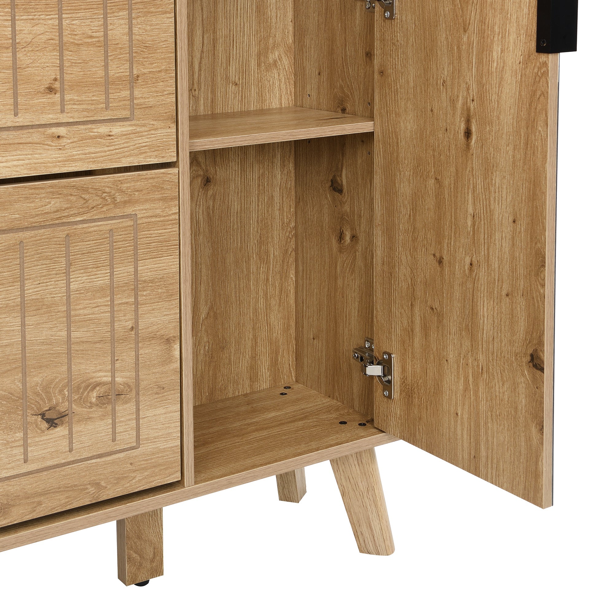 Modern Shoe Cabinet Mirror 3 Flap Doors 110x24x137.5cm