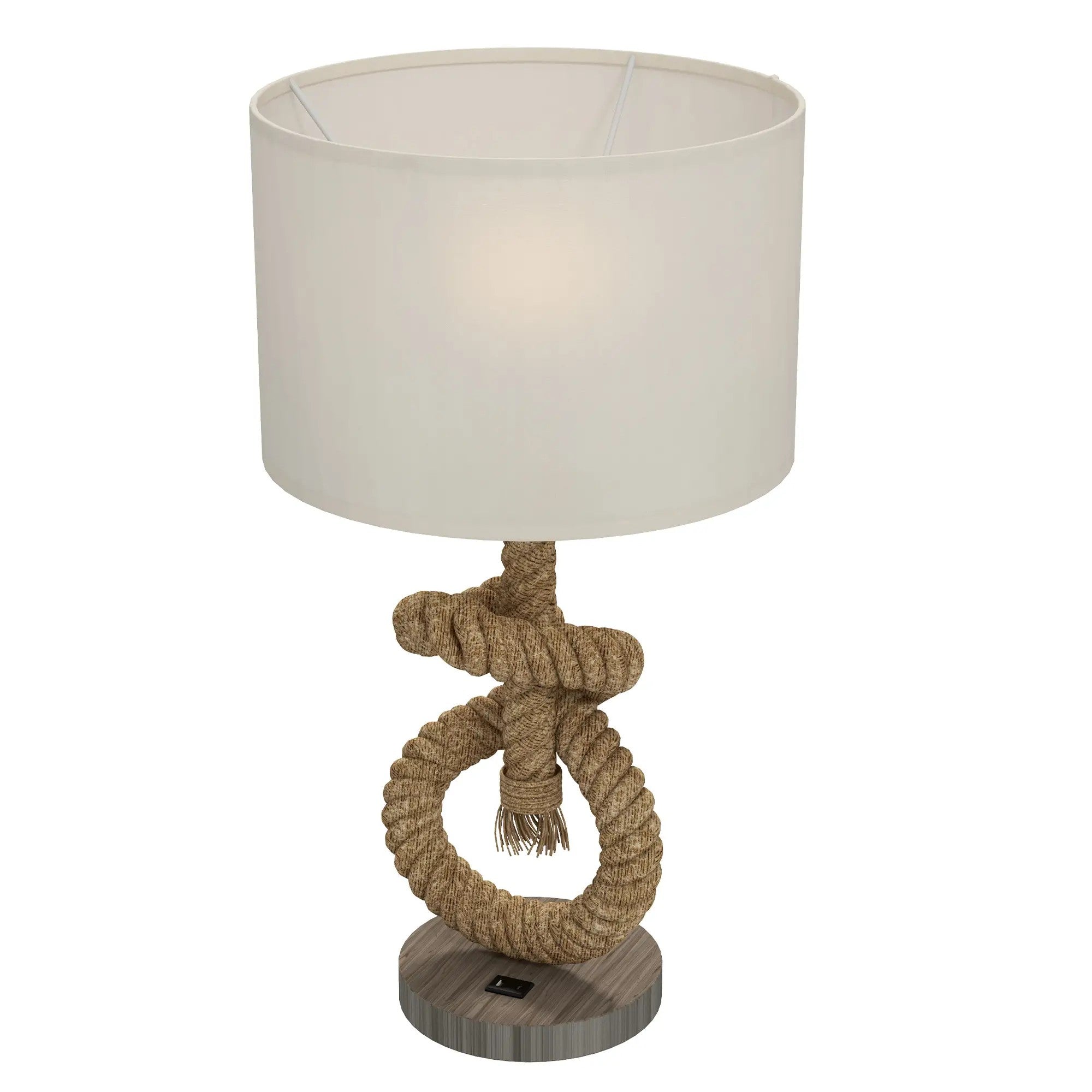 LED Table Lamp USB Rechargeable Bedside E27 Metal/Linen Cream White