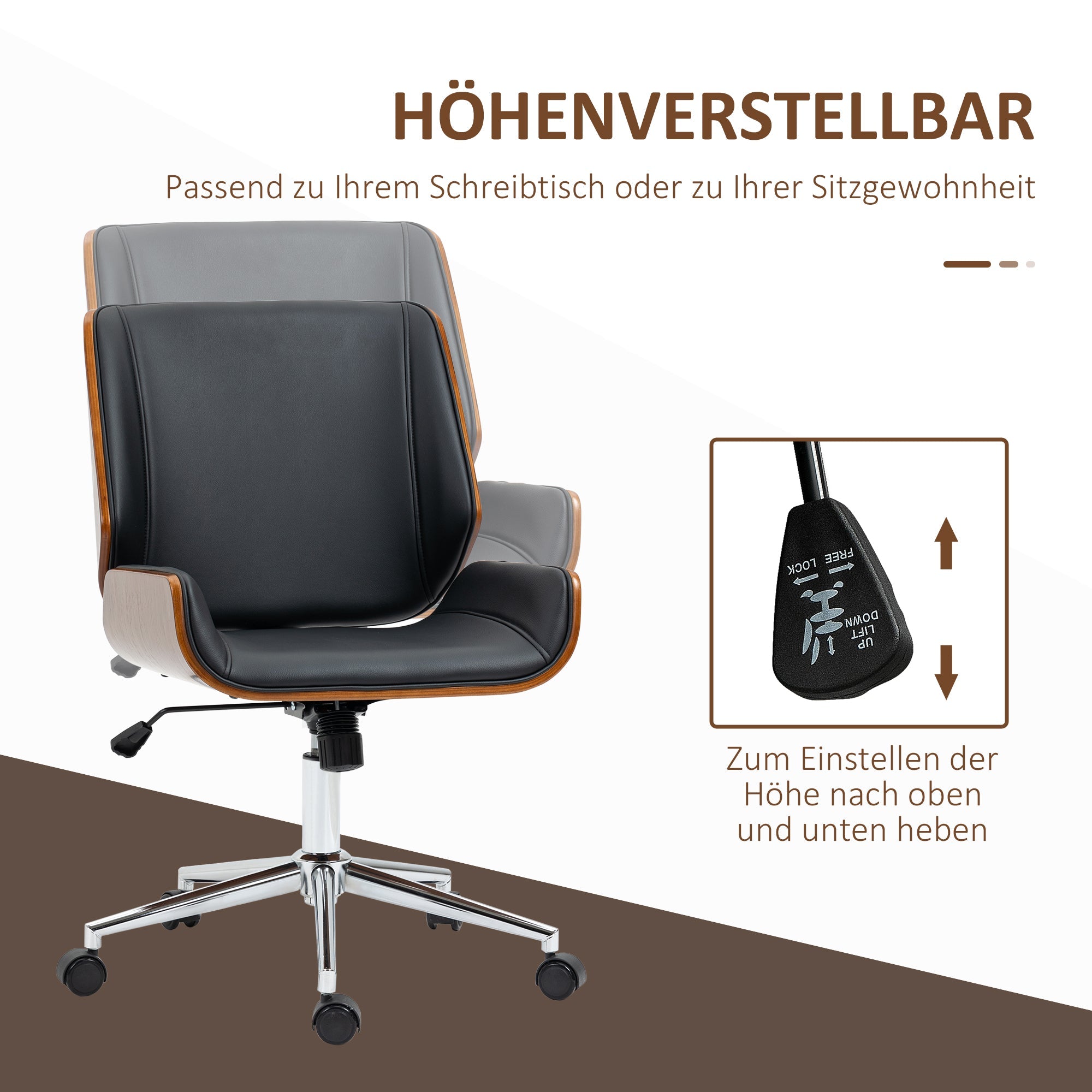 Vinsetto Office Chair, Height-Adjustable Swivel Tilt, Black