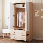 Wardrobe 70x40x170cm Double Door Design Drawers Storage, Wood Color/White