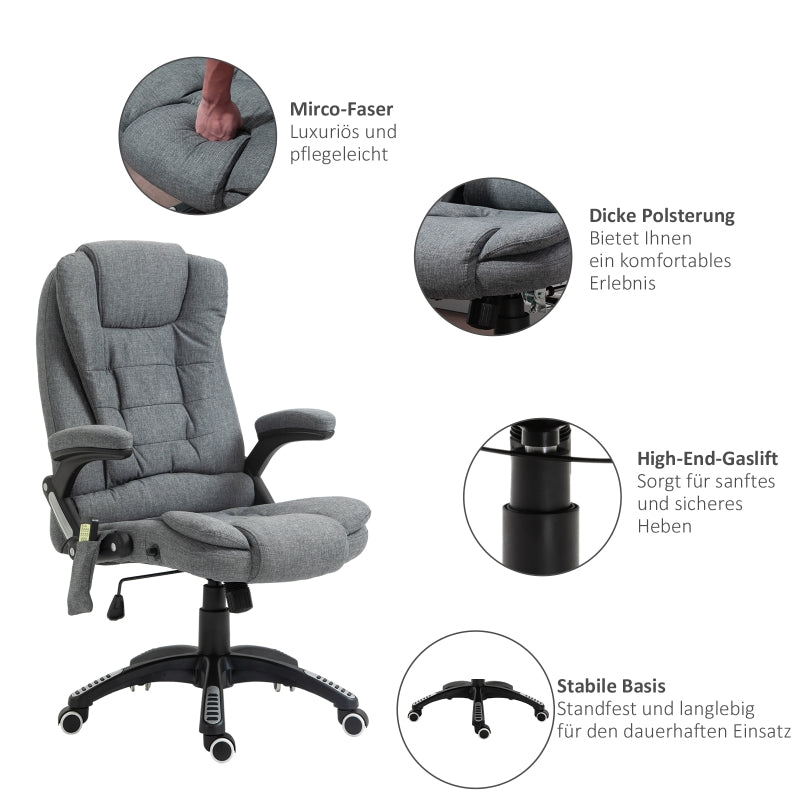 Vinsetto Massage Executive Office Chair, Ergonomic Adjustable, Gray
