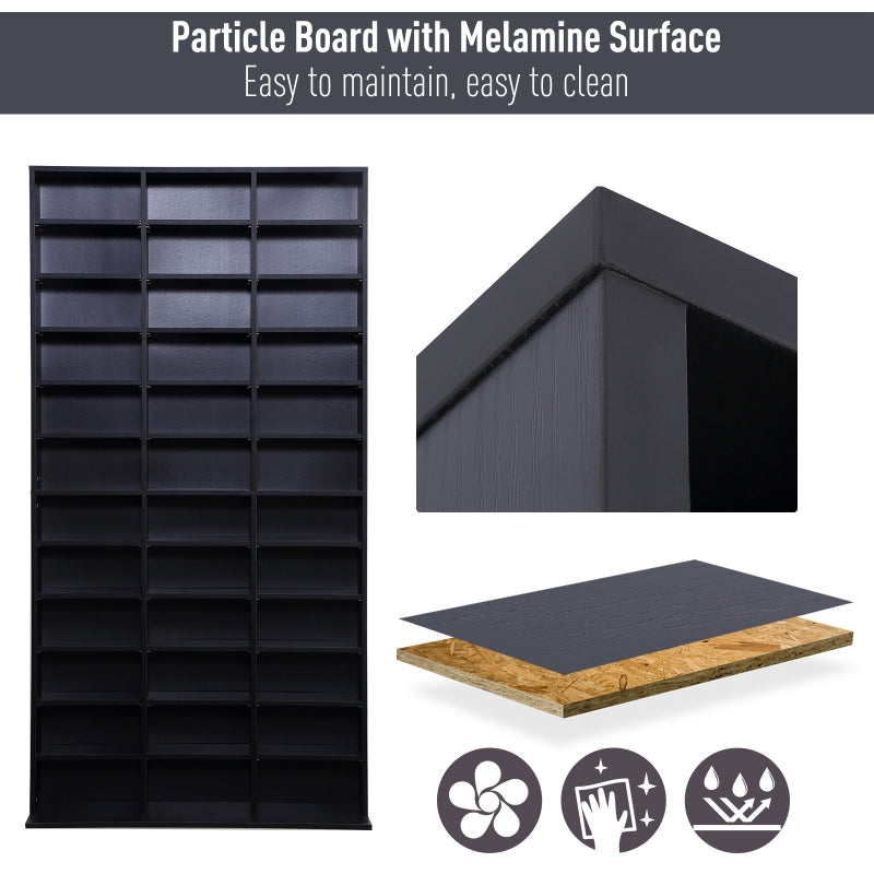 1116 CD/ 528 DVD Storage Unit, Adjustable Wooden Display Shelf, Black