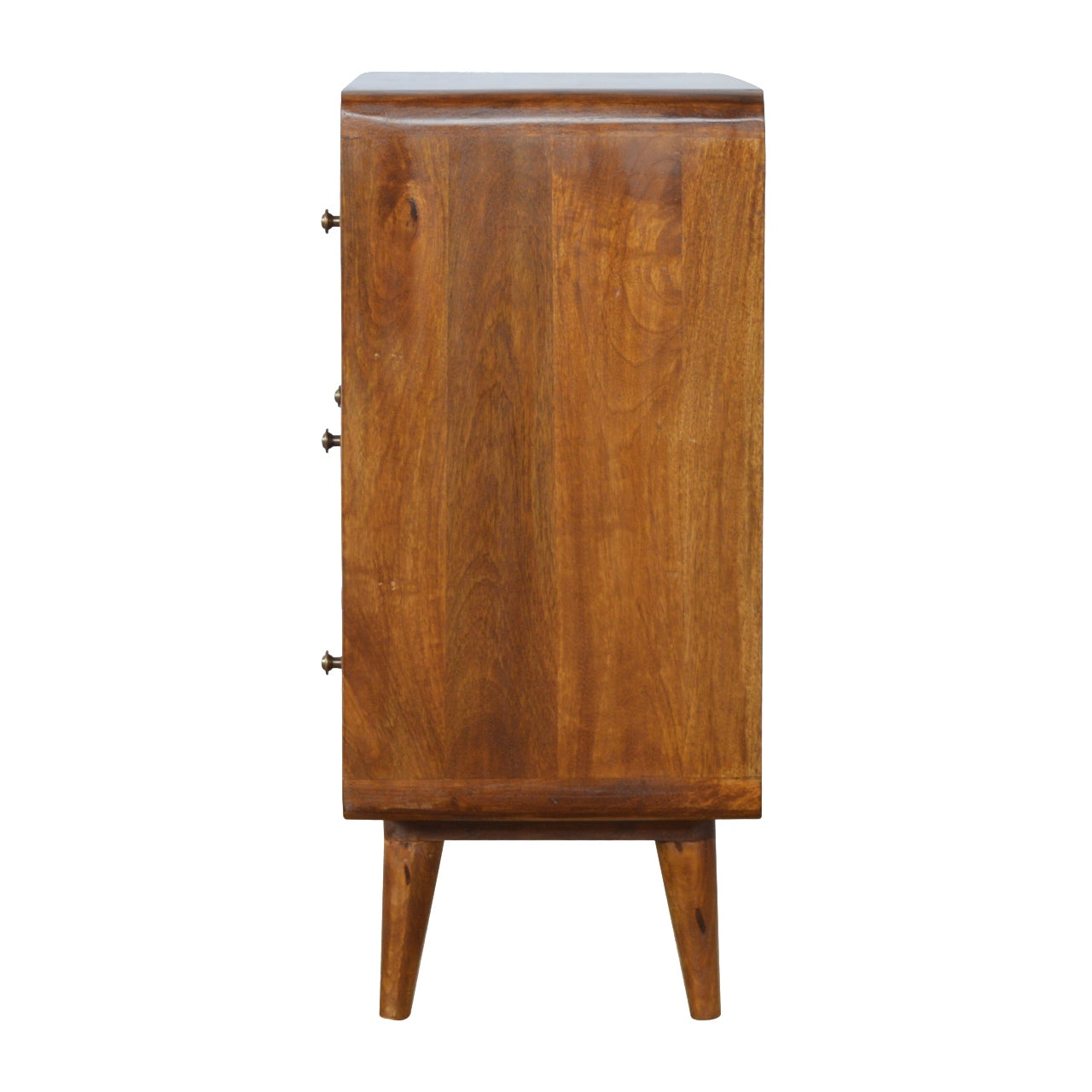 Solid Wood Curved Chestnut Chest with 3 Drawers for Organization, Dark Brown
