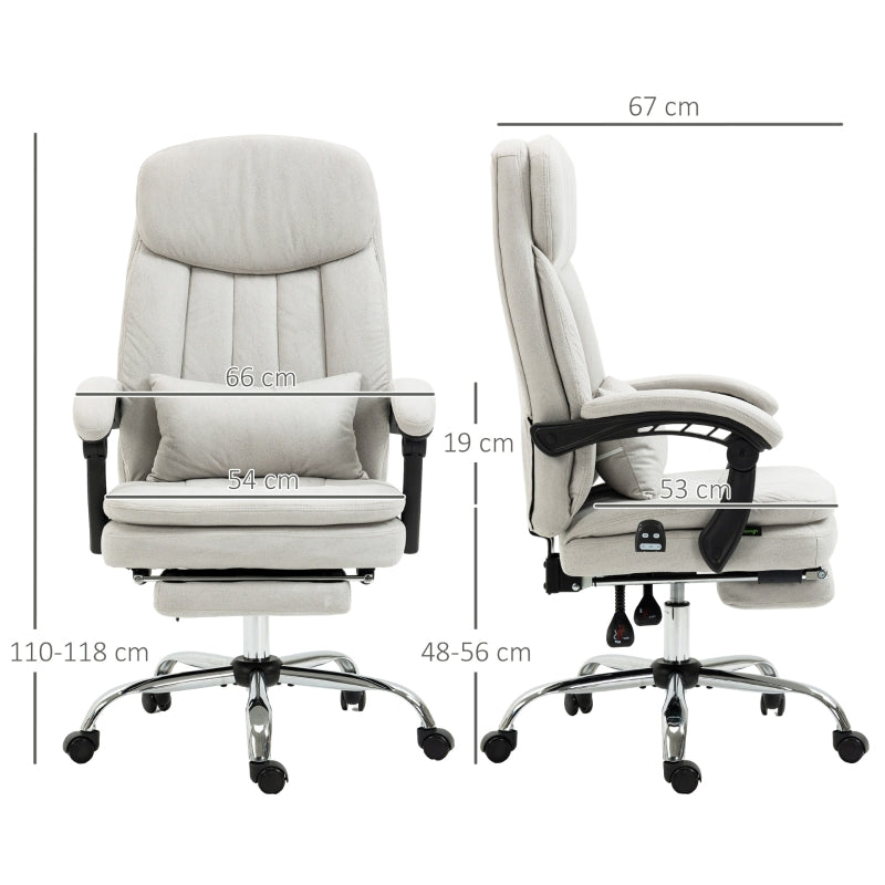 Vinsetto Office Chair, Massage, Heating, Ergonomic, Cream White