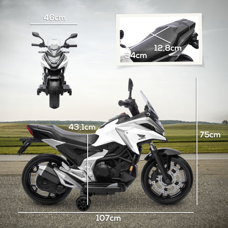 Honda Electric Children's Motorcycle with Music and Lights, White