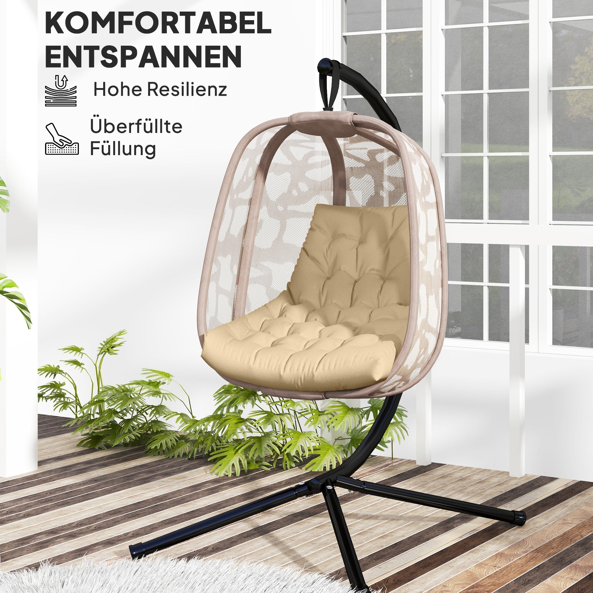 Seat Cushion 120x100 cm with Backrest Water-Repellent Beige