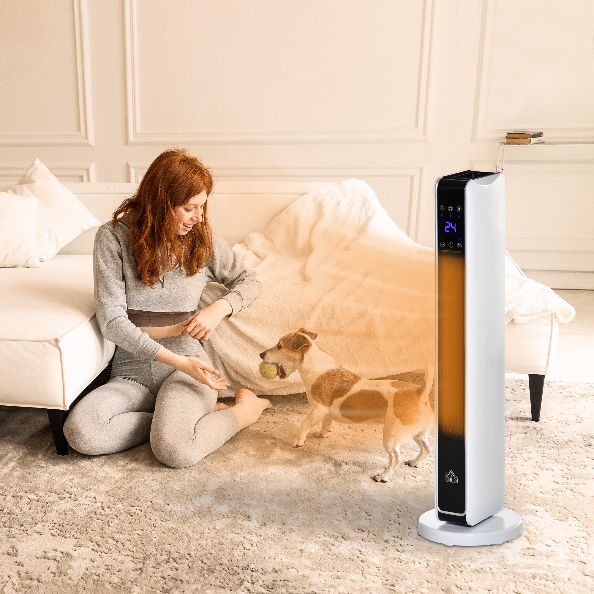 Fan Heater, 2200W Electric with Remote Control, White Black ABS PA