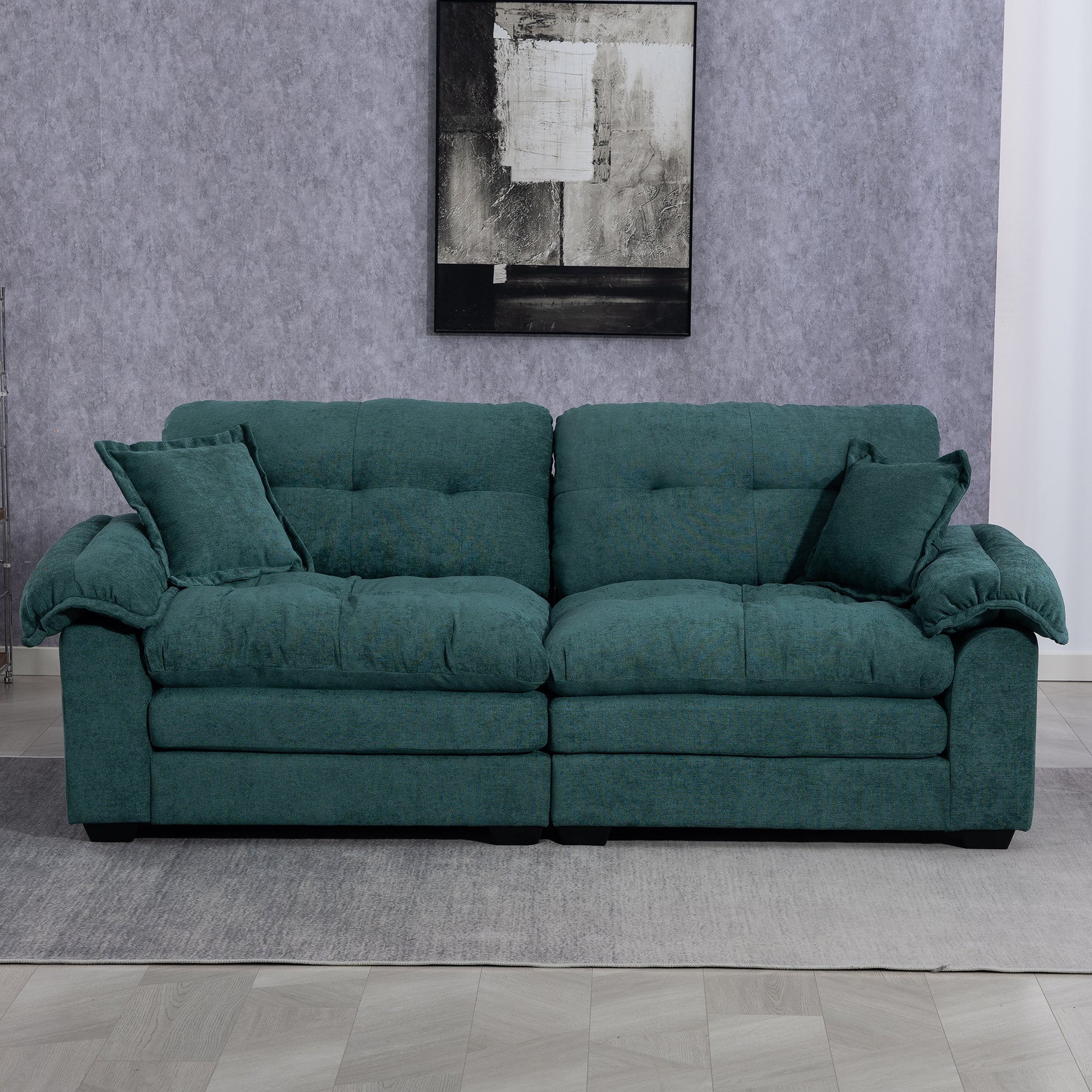 213 cm Deep Two-Seater Sofa with Memory Foam and Pocket Springs, Chenille
