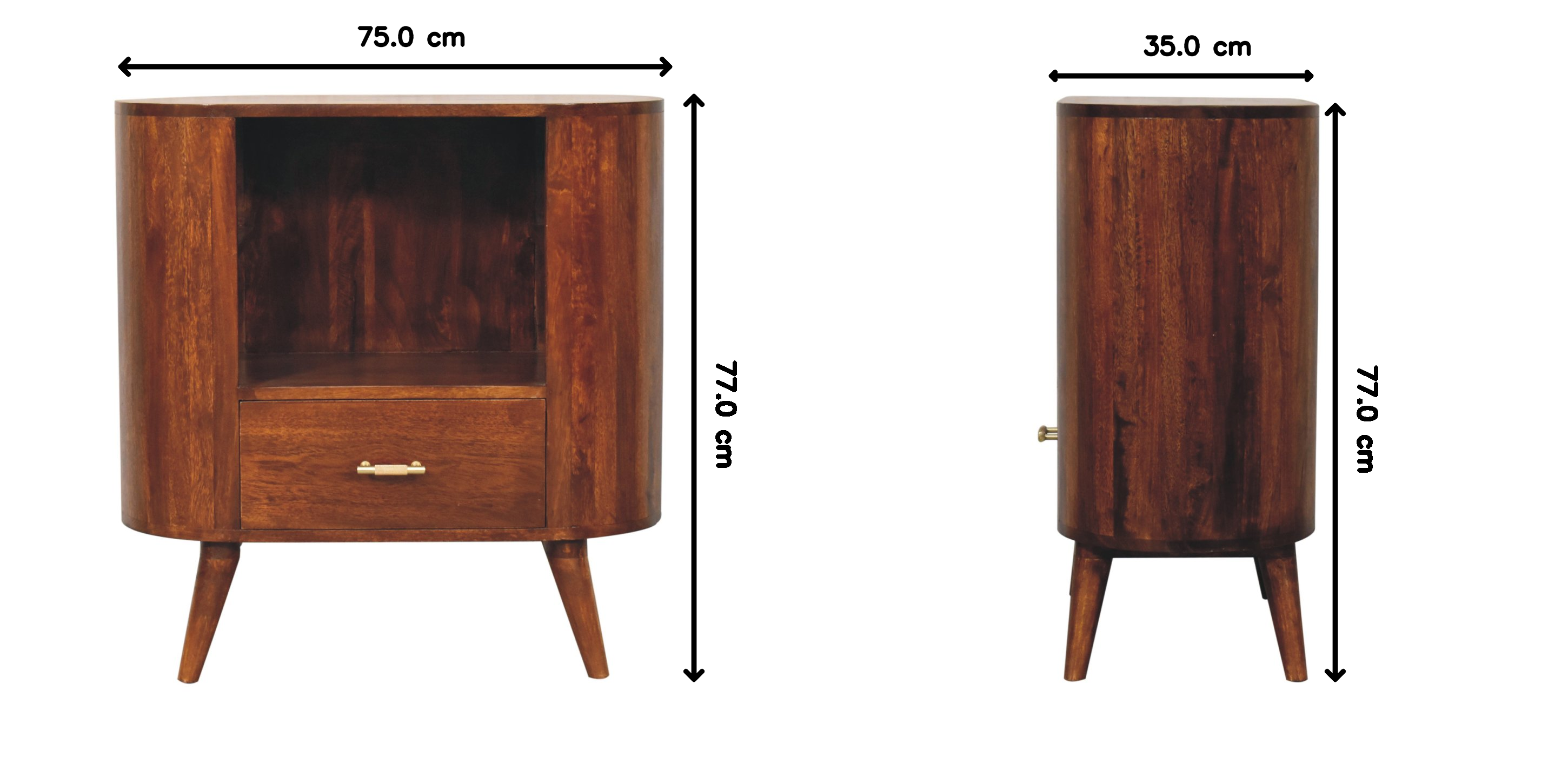 T-bar Cortez Open Slot Cabinet Chestnut