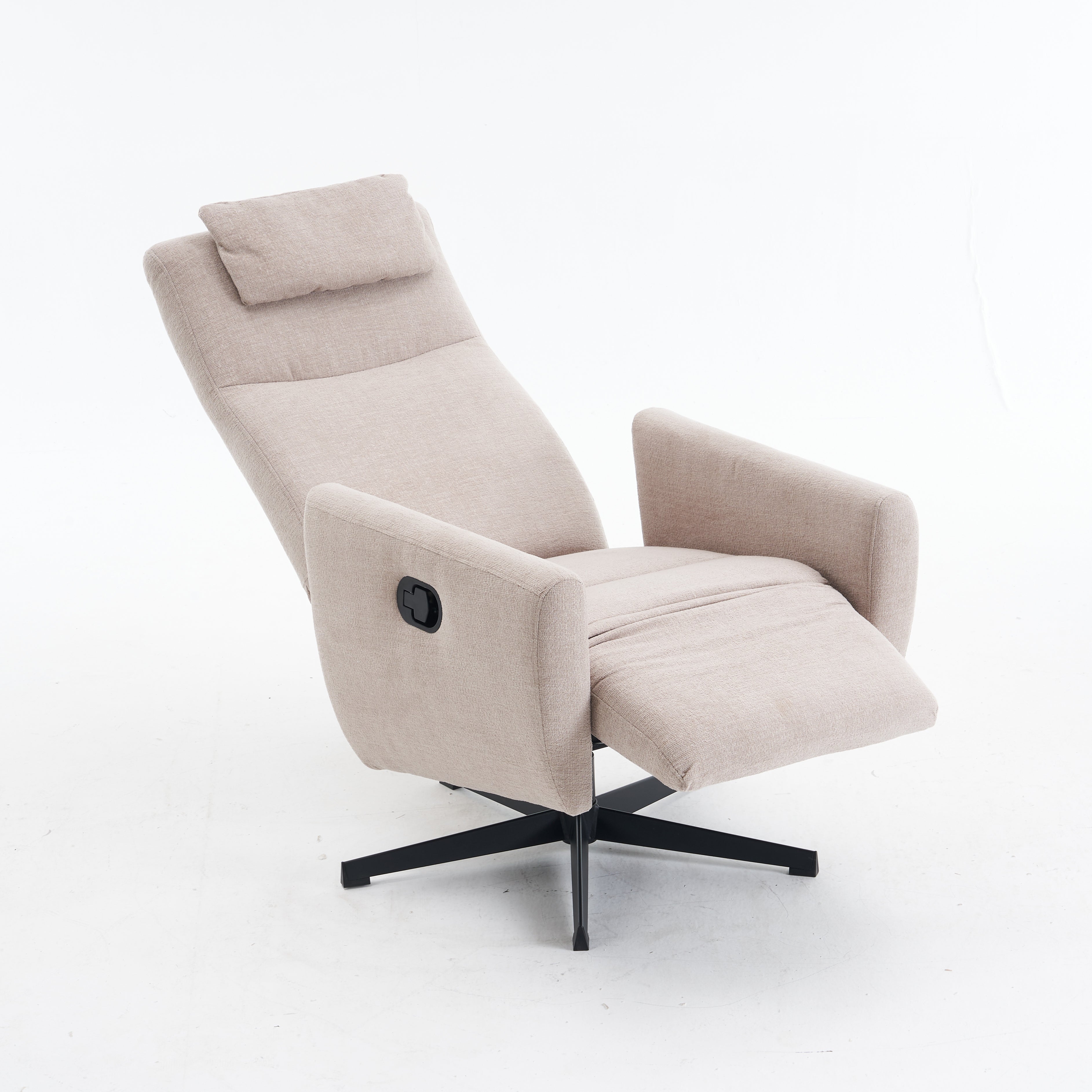 Recliner with Pillow Padded Seat and Footrest, Chenille Fabric, Grey
