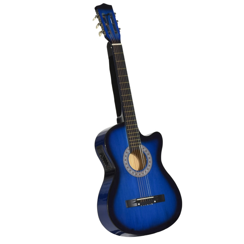38 Inch Full Size Classical Acoustic Electric Guitar with Premium Gloss Finish - Blue