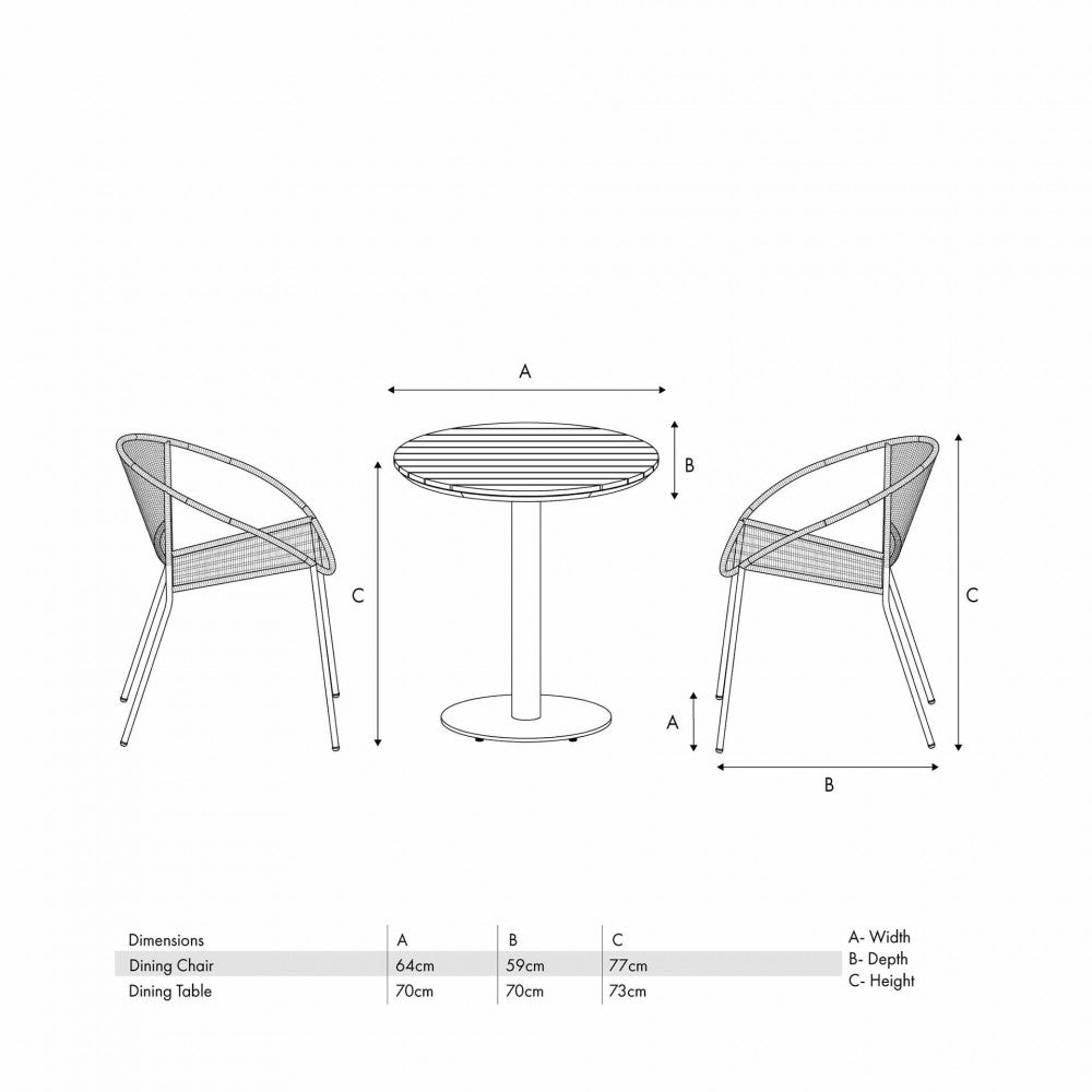 Dakota Black Outdoor Bistro Set - Rathwood Store
