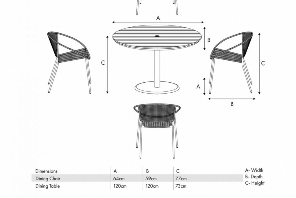 Dakota Natural Wheat Outdoor 4 - Seater Dining Set - Rathwood Store