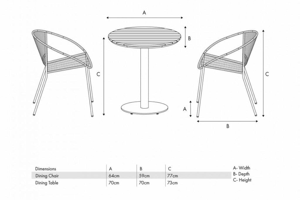 Dakota Natural Wheat Outdoor Bistro Set - Rathwood Store