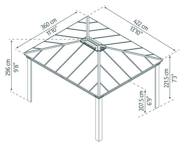 Dallas 12 ft. x 14 ft. Gazebo Kit - Grey Structure - Rathwood Store