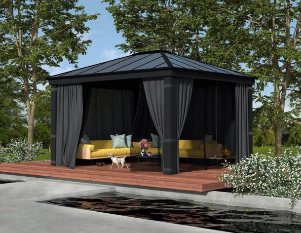 Dallas 12 ft. x 14 ft. Gazebo Kit - Grey Structure - Rathwood Store