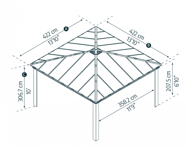 Dallas 14 ft. x 14 ft. Gazebo Kit - Grey Structure - Rathwood Store