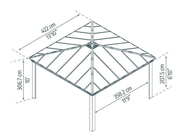 Dallas 14 ft. x 14 ft. Gazebo Kit - Grey Structure - Rathwood Store