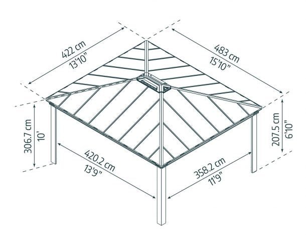 Dallas 14 ft. x 16 ft. Gazebo Kit - Grey Structure - Rathwood Store