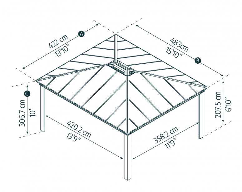 Dallas 14 ft. x 16 ft. Gazebo Kit - Grey Structure - Rathwood Store